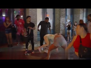 caught slippin’ she gets hit with a clean knockdown